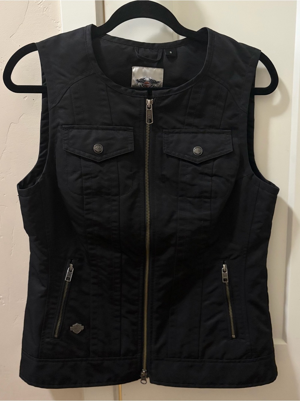 Harley-Davidson Women's Essential Club Casual Zip Vest, Black, Size S